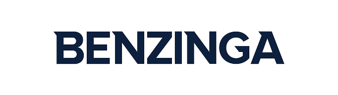 The official logo for "BENZINGA" in bold, dark blue capital letters against a plain white background.