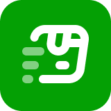 A bright green rounded square icon containing a white line-art illustration of a moving box with three motion lines, indicating speed.